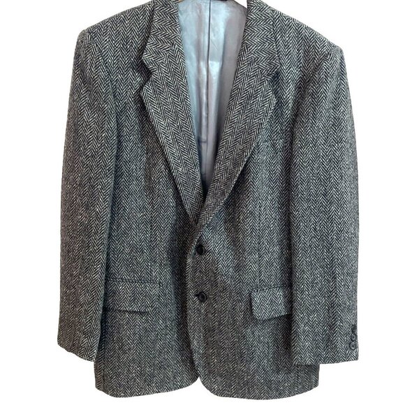 Jordache Other - Vintage Jordache Blazer Jacket Men 42R Black Herringbone 100% Wool 90s NWOT Read